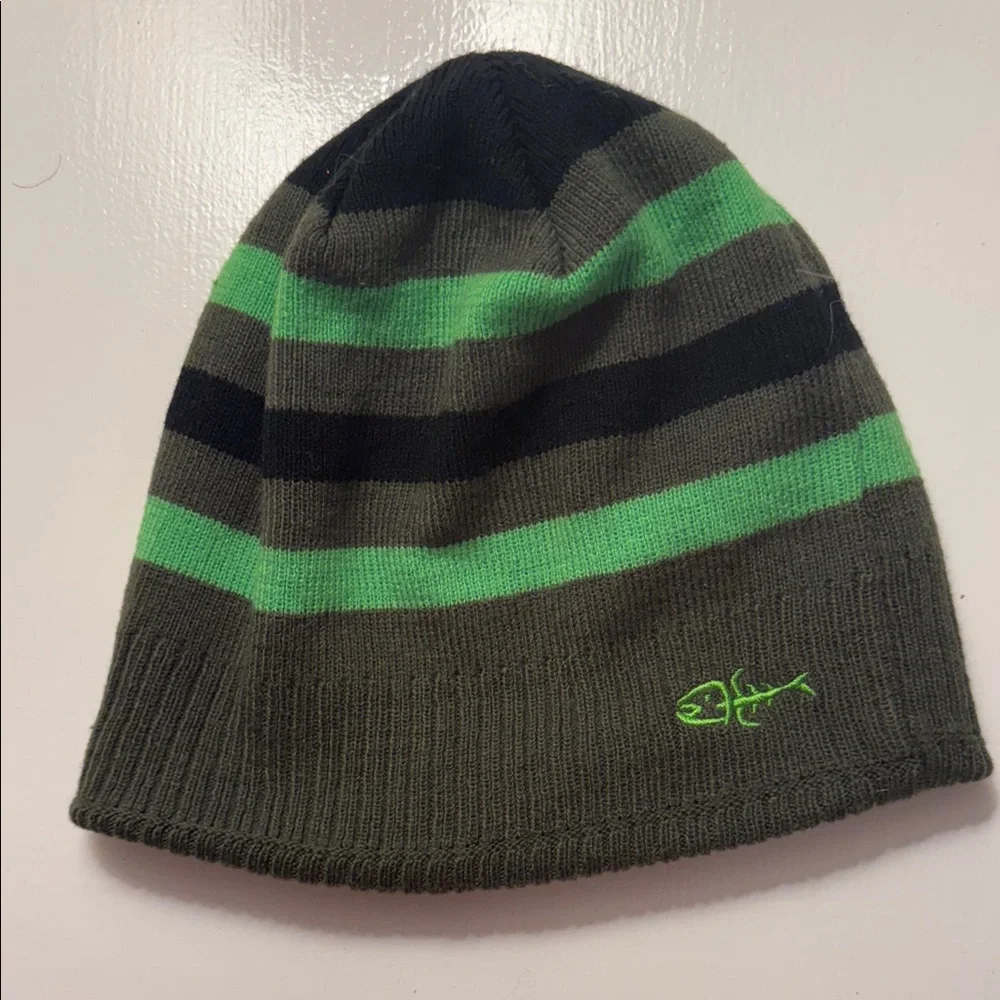 Screamer Striped Green and Black Kids Beanie-See Photos